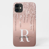 Stilvolle Rose Gold Glitzer Tropfen Metal Mit Mono Case-Mate iPhone Hülle (Rückseite)
