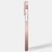 Stilvolle Rose Gold Glitzer Tropfen Metal Monogram Case-Mate iPhone Hülle (Rückseite / Links)