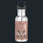 Stilvolle Rose Gold Glitzer Tropfen Mit Monogramm Edelstahlflasche<br><div class="desc">Moderne, mädchenhafte Rose Gold Glitzer Tropfen Name und mit Monogramm Wasserflasche. Dieses Design verfügt über rot rosa Rosa Gold Glitzer funkelnde Tropfen auf Imitaten rosa gebürsteten Metall Hintergrund mit benutzerdefinierten personalisierten Monogramm Initial-und Vorname Text Vorlage. Perfektes Geschenk für Mädchen. Bitte beachten Sie, dass dieses Design ein gedruckter Foto-Effekt ohne echten...</div>