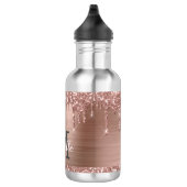 Stilvolle Rose Gold Glitzer Tropfen Mit Monogramm Edelstahlflasche (Rechts)