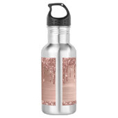 Stilvolle Rose Gold Glitzer Tropfen Mit Monogramm Edelstahlflasche (Rückseite)