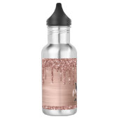Stilvolle Rose Gold Glitzer Tropfen Mit Monogramm Edelstahlflasche (Links)