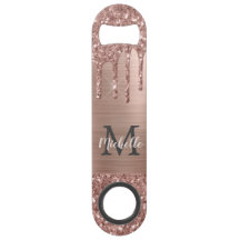 Stilvolle Rose Gold Glitzer Tropfen Mit Monogramm