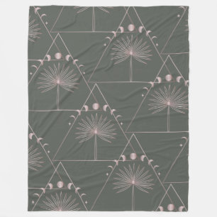 Stilvolle Rose Gold Grau Palmwedel Mondphasen Kuns Fleecedecke