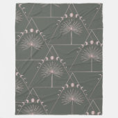Stilvolle Rose Gold Gray Palm Leaf Moon Phases Art Fleecedecke (Vorderseite)