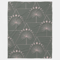 Stilvolle Rose Gold Gray Palm Leaf Moon Phases Art