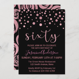 Stilvolle Rose Gold Imitate Foil 60. Geburtstagspa Einladung