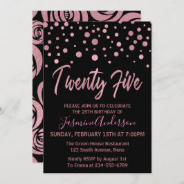 Stilvolle Rose Gold Imitats Foil 25. Geburtstagspa Einladung