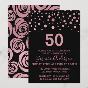 Stilvolle Rose Gold Imitats Foil 50. Geburtstagspa Einladung