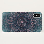 Stilvolle Rose Gold Mandala Blauer Nebel Sterne Case-Mate iPhone Hülle (Rückseite (Horizontal))