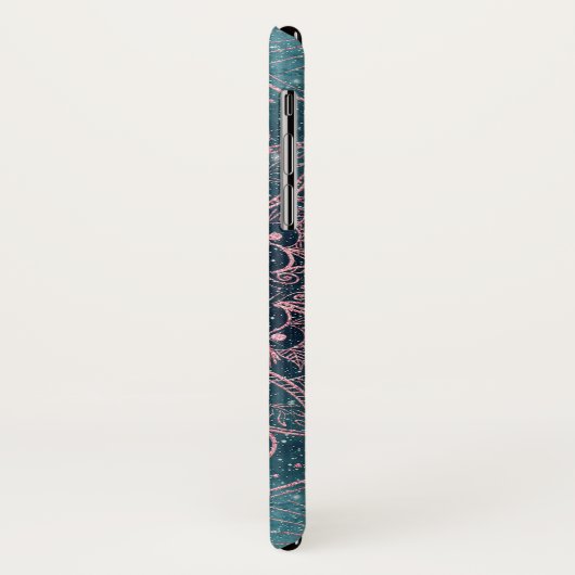 Stilvolle Rose Gold Mandala Blauer Nebel Sterne Case-Mate iPhone Hülle (Hinten/Links)