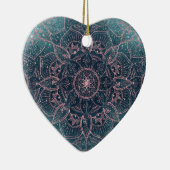 Stilvolle Rose Gold Mandala Blauer Nebel Sterne Keramik Ornament (Rechts)