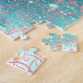 Stilvolle Rose Gold Mandala Blauer Nebel Sterne Puzzle (Seite)