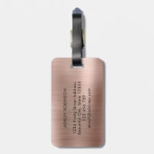 Stilvolle Rose Gold Metal Two Monogram Initial Gepäckanhänger (Rückseite vertikal)