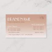 Stilvolle Rose Gold Mirror Schriftart mit Monogram Visitenkarte (Rückseite)