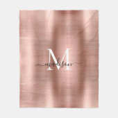 Stilvolle Rose Gold Monogram Script Brushed Metal Fleecedecke (Vorderseite)
