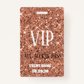 Stilvolle Rose Gold Sparkle Glitzer VIP Access Abz Ausweis (Vorderseite)