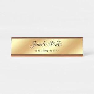 Stilvolle Rose Gold Template Handschrift Text Tren Schreibtischnamensplakette
