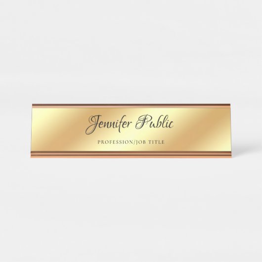 Stilvolle Rose Gold Template Handschrift Text Tren Schreibtischnamensplakette (Vorderseite )