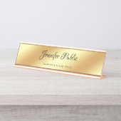 Stilvolle Rose Gold Template Handschrift Text Tren Schreibtischnamensplakette (Vorderseite )