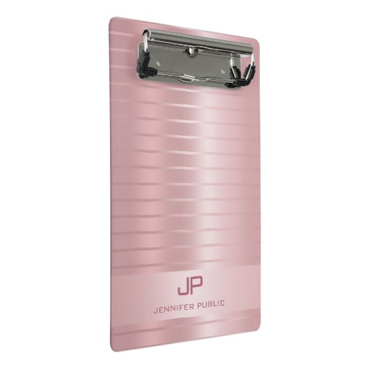 Stilvolle Rose Gold Template Mit Monogramm Modern Mini Klemmbrett (Schrägansicht)