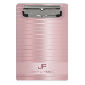 Stilvolle Rose Gold Template Mit Monogramm Modern Mini Klemmbrett (Vorderseite)