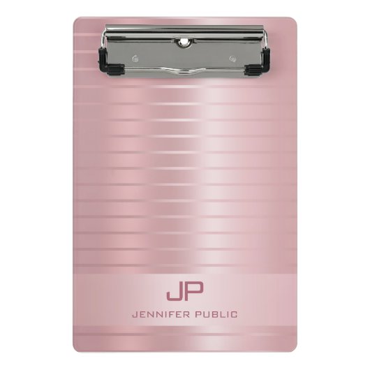 Stilvolle Rose Gold Template Mit Monogramm Modern Mini Klemmbrett (Vorderseite)