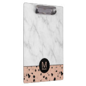 Stilvolle Rose Gold und Marmor Muster mit Monogram Klemmbrett (Rechts)