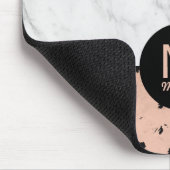 Stilvolle Rose Gold und Marmor Muster mit Monogram Mousepad (Ecke)