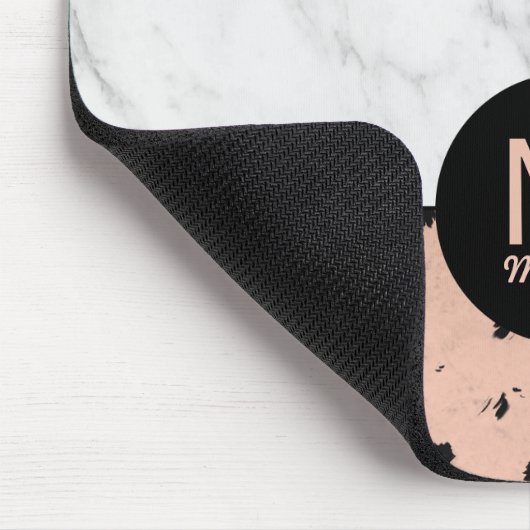 Stilvolle Rose Gold und Marmor Muster mit Monogram Mousepad (Ecke)