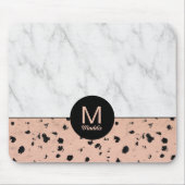 Stilvolle Rose Gold und Marmor Muster mit Monogram Mousepad (Vorne)