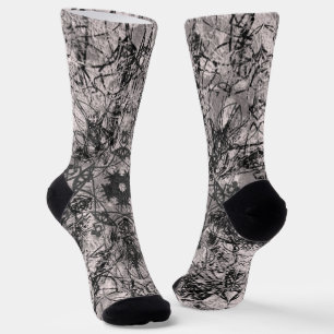 Stilvolle Rose Gold und Schwarz Ornamental Zeichne Socken