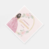Stilvolle Rose Gold Wasserfarbe Rose Quinceanera Serviette (Ecke)