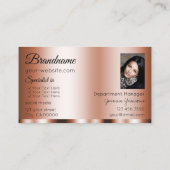 Stilvolle Rose Golden Glamour mit Foto Modern Visitenkarte (Rückseite)