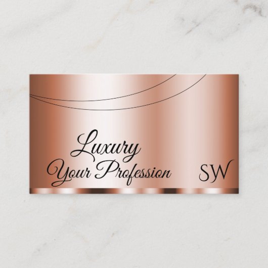 Stilvolle Rose Golden Glamour mit Initials Modern Visitenkarte (Vorderseite)