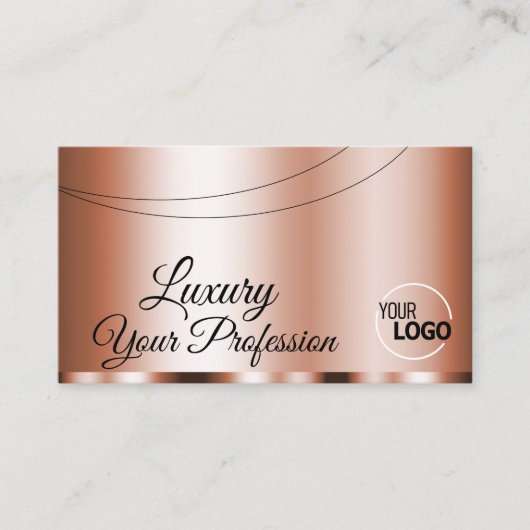 Stilvolle Rose Golden Glamour mit Logos und Foto Visitenkarte (Vorderseite)