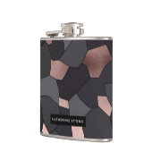 Stilvolle Rose mit grauem und schwarzem Mosaik Flachmann (Links)