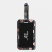 Stilvolle Rose mit grauem und schwarzem Mosaik Gepäckanhänger (Rückseite vertikal)