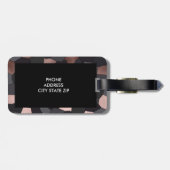 Stilvolle Rose mit grauem und schwarzem Mosaik Gepäckanhänger (Rückseite horizontal)