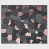 Stilvolle Rose mit grauem und schwarzem Mosaik Geschenkpapier (Flach)