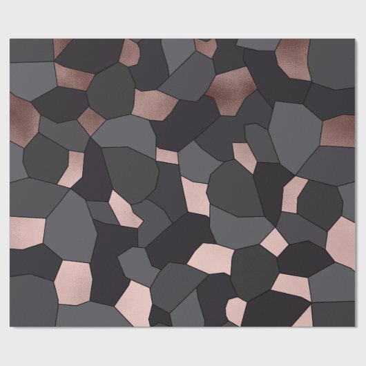 Stilvolle Rose mit grauem und schwarzem Mosaik Geschenkpapier (Flach)