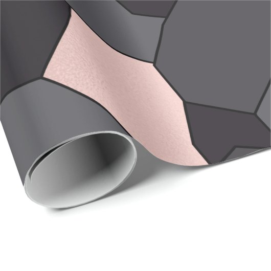 Stilvolle Rose mit grauem und schwarzem Mosaik Geschenkpapier (Rolleneckpunkt)