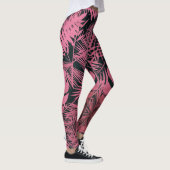 Stilvolle Rose rosa Palmen Blätter Muster trendy Leggings (Rechts)