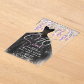 Stilvolle Rose rosa schwarzes Kleid süß 16 Monogra Acryleinladungen (Ablage )