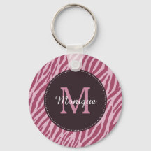 Stilvolle Rose Rosa Zebra Print Monogram und Name