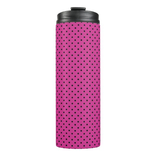 Stilvolle Rose Violet und Black Dots Thermosbecher (Vorderseite)