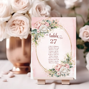 Stilvolle Roségold-Blumen-Hochzeitstisch-Nummer Tischnummer