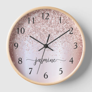 Stilvolle Roségold Glitter Monogramm Namensuntersc Uhr