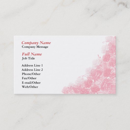 Stilvolle Roses Business Card Vorlage Visitenkarte (Vorderseite)