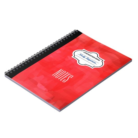 Stilvolle Rot Gemusterte Personalisierte Kompositi Notizblock (Linke Seite)